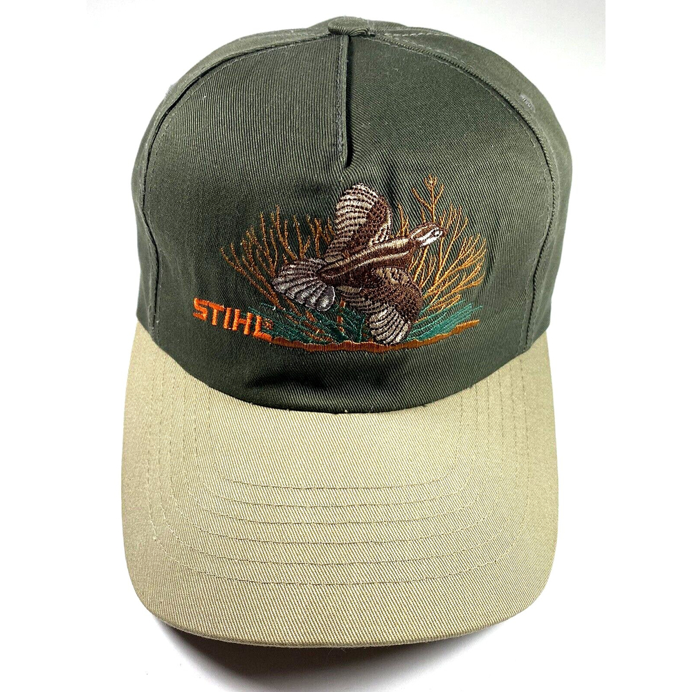 Pre-Owned STIHL 2002 Green With Brown Brim Snapback Baseball Cap with Quail Logo